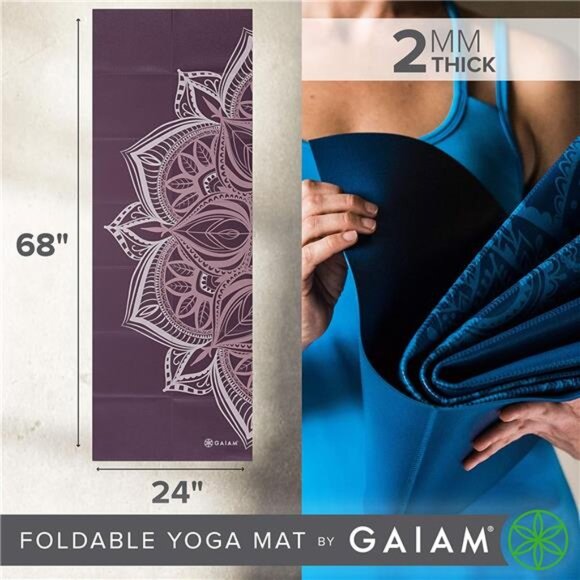 Yoga Mat - Folding Travel Fitness & Exercise Mat -Foldable Yoga Mat for All Type - Picture 3 of 6